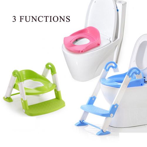  GrowthPic ZXYWW Portable 3-In-1 Kid Potty Training Seat Plastic Baby Toilet Seat With Ladder Step Up Stool Boys Girls Height Adjustable,Green