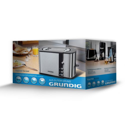  Grundig TA 5260 Premium-Toaster (870 Watt), silber