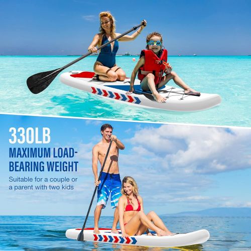  Gruper Inflatable Stand Up Paddle Boards with 3 Layers Anti Air Leakage Design, 330 lb Load-Bearing Weight, Anti Non-Slip Deck, Premium SUP Accessories, for Having Fun in Rivers, L