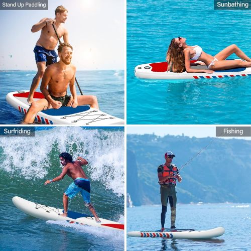  Gruper Inflatable Stand Up Paddle Boards with 3 Layers Anti Air Leakage Design, 330 lb Load-Bearing Weight, Anti Non-Slip Deck, Premium SUP Accessories, for Having Fun in Rivers, L