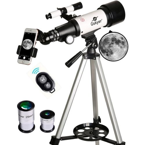  Gskyer Telescope, 70mm Aperture 400mm AZ Mount Astronomical Refracting Telescope for Kids Beginners - Travel Telescope with Carry Bag, Phone Adapter and Wireless Remote