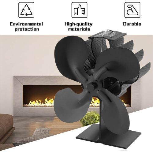  Gtest 4 Blades Heat Powered Stove Fan Log Wood Burner Ecofan Quiet Black Home Fireplace Fan Efficient Heat Distribution