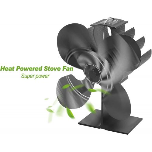  Gtest 4 Blades Heat Powered Stove Fan Log Wood Burner Ecofan Quiet Black Home Fireplace Fan Efficient Heat Distribution