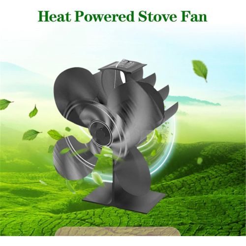  Gtest 4 Blades Heat Powered Stove Fan Log Wood Burner Ecofan Quiet Black Home Fireplace Fan Efficient Heat Distribution