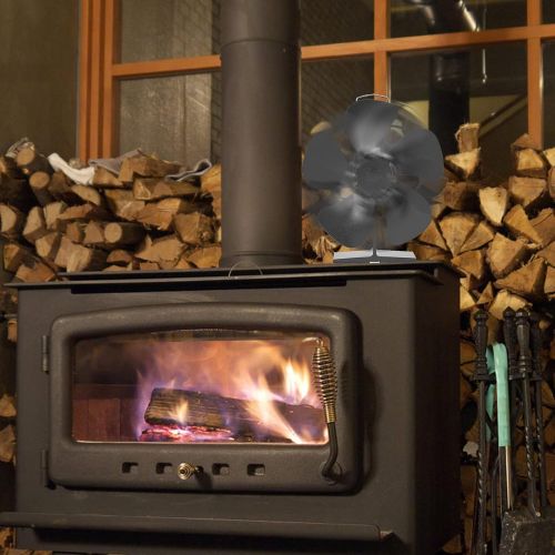  Gtest Wood Stove Fan Fireplace 5 Blades 55℃~350℃ Heat Powered Stove Fan Silent Eco Friendly for Wood Log Burn High Temperature Fan