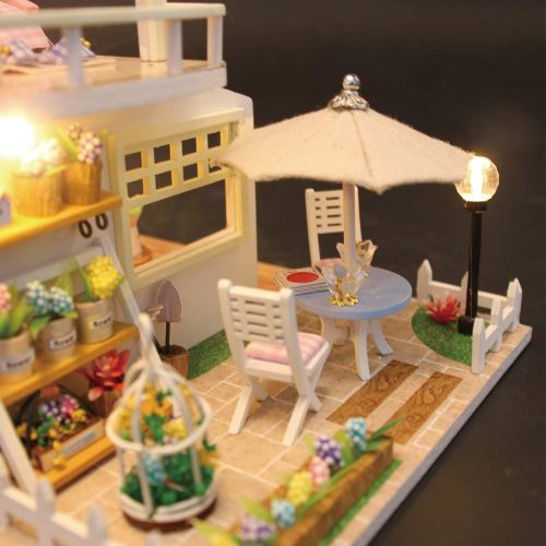  GuDoQi DIY Miniature Dollhouse Kit, Tiny House kit with Dust Cover and Music, Miniature House Kit 1:24 Scale, Great Handmade Crafts Gift for Mothers Day Birthday, Princess Pink Lof