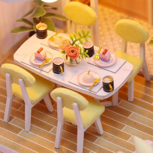  GuDoQi DIY Miniature Dollhouse Kit, Tiny House kit with Furniture and Music, Miniature House Kit 1:24 Scale, Great Handmade Crafts Gift for Mothers Day Birthday, Sweet Time House