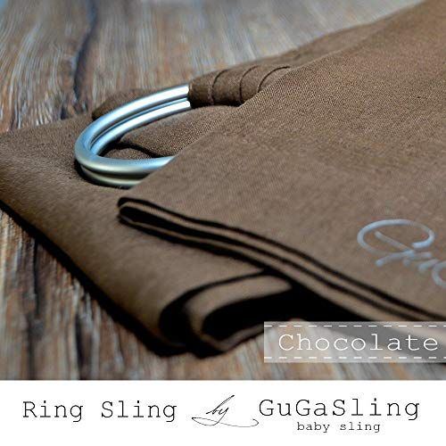  Baby ring sling GuGaSling Chocolate pure linen with gift bag