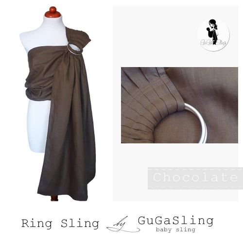  Baby ring sling GuGaSling Chocolate pure linen with gift bag