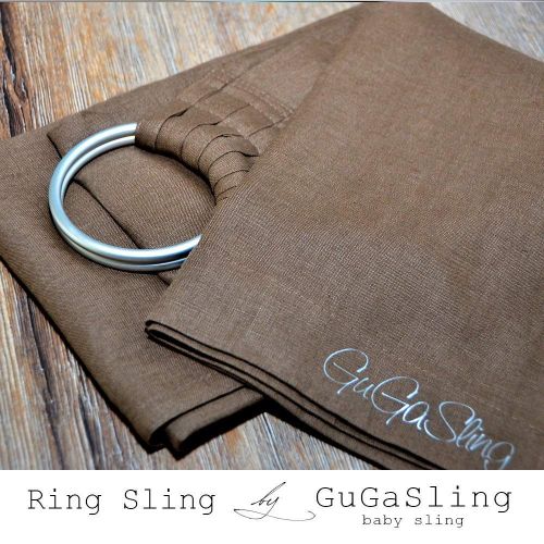  Baby ring sling GuGaSling Chocolate pure linen with gift bag