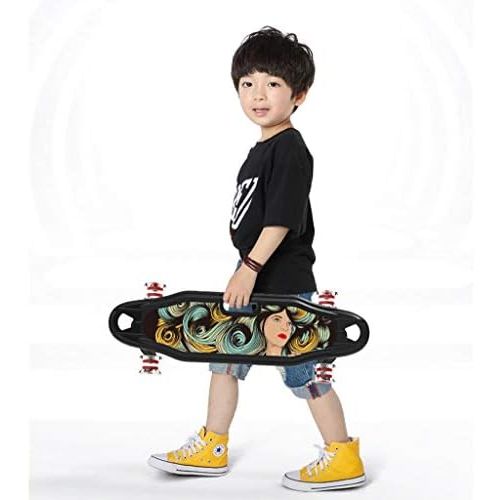  GuanMun Skateboard, Anfanger der Kinder mit Vier Radern Tragbares Skateboard Erwachsene Professionelle Junge Madchen Teen Mode Persoenlichkeit Vierradern Scooter (Farbe : Gelb)