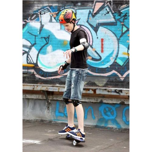  GuanMun Skateboard Anfanger Einfuehrung Kinder Vitality Board Erwachsene Professionelle Persoenlichkeit Mode Pinsel Street Travel Skateboard (Zwei Runden) (Farbe : Blau)