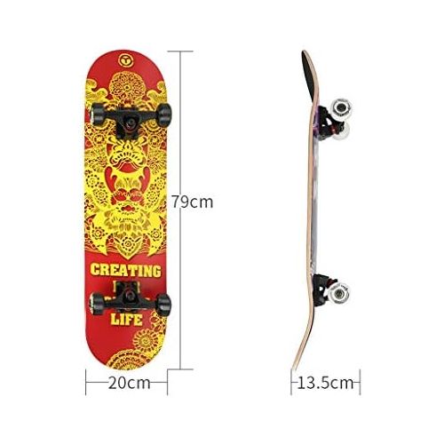  GuanMun Skateboard, Persoenlichkeit Kuehle Vierradbuerste Strasse Doppel Rocker Erwachsene Professionelle Kinder Anfanger Travel Pedal (Farbe : B)