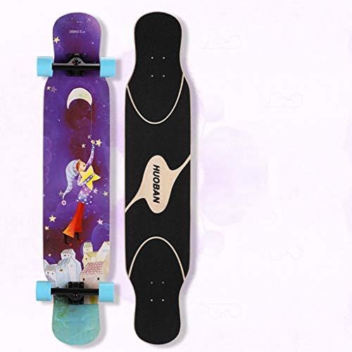  GuanMun Longboard Dance Board, Skateboard Luminous Primary Primary Einsteiger Einfuehrung Girl Fairy Tale Professioneller Roller mit Vier Radern (Farbe : A)