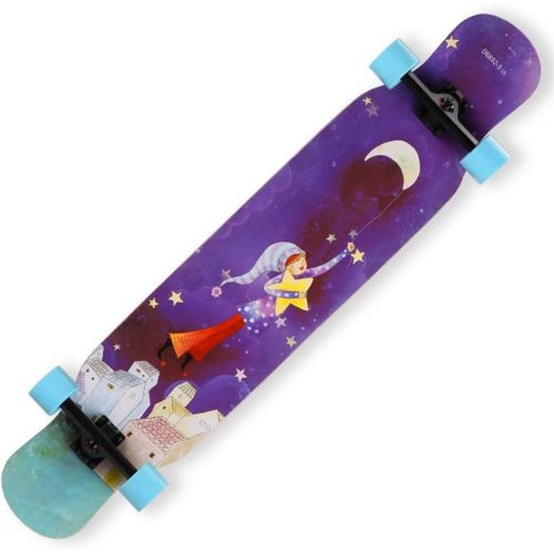  GuanMun Longboard Dance Board, Skateboard Luminous Primary Primary Einsteiger Einfuehrung Girl Fairy Tale Professioneller Roller mit Vier Radern (Farbe : A)