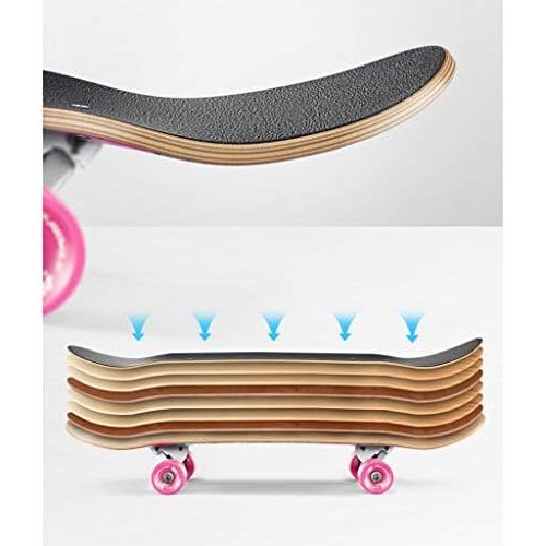  GuanMun Skateboard, Professionelle Longboard Erwachsene Kinder Anfanger Madchen Jungen Allrad Roller Roller Street Maple Double Dance Board (groesse : D)