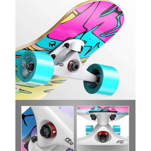  GuanMun Skateboard, Professionelle Longboard Erwachsene Kinder Anfanger Madchen Jungen Allrad Roller Roller Street Maple Double Dance Board (groesse : D)