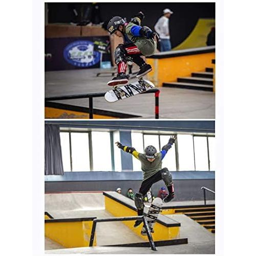  GuanMun Skateboard, Professionelle Kinder Vierrad-Doppelverzerrungsschueler Mannliche und weibliche Erwachsene Anfanger Kleines Skateboard-Kurzbrett (Farbe : Blau)
