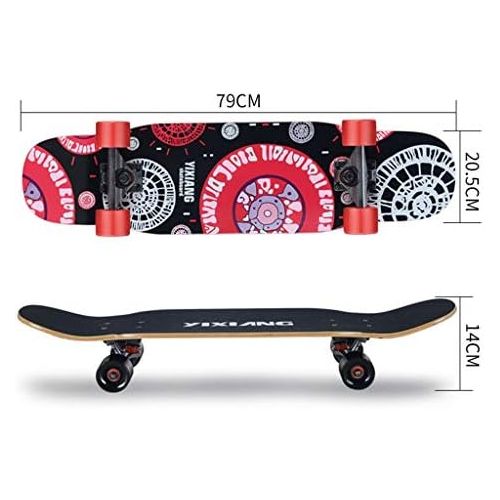  GuanMun Mini Longboard Skateboard Anfanger Jugend Kinder Professionelle vierradriger Roller Erwachsene Jungen und Madchen Strasse Pinsel Strasse Reise Double Dance Board