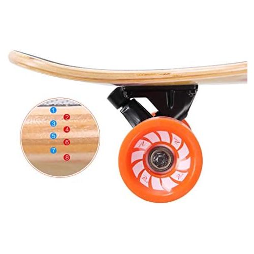  GuanMun Longboard Skateboard Vier Runden, Erwachsener Jugendlicher Anfanger Jungen und Madchen Tanzbrett Professionelle Maple Double Hocken Travel Road Skateboard