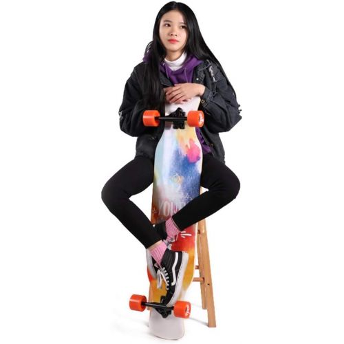  GuanMun Longboard Skateboard Vier Runden, Erwachsener Jugendlicher Anfanger Jungen und Madchen Tanzbrett Professionelle Maple Double Hocken Travel Road Skateboard