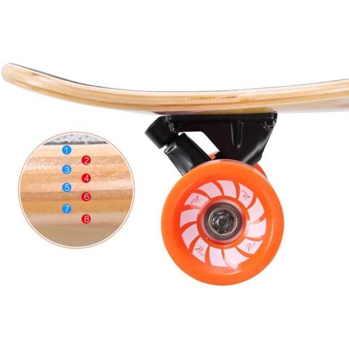  GuanMun Longboard Skateboard Vier Runden, Erwachsener Jugendlicher Anfanger Jungen und Madchen Tanzbrett Professionelle Maple Double Hocken Travel Road Skateboard