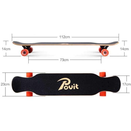  GuanMun Longboard Skateboard Vier Runden, Erwachsener Jugendlicher Anfanger Jungen und Madchen Tanzbrett Professionelle Maple Double Hocken Travel Road Skateboard