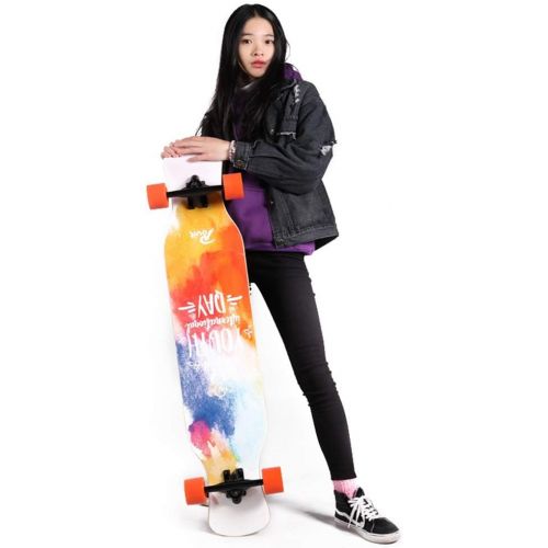  GuanMun Longboard Skateboard Vier Runden, Erwachsener Jugendlicher Anfanger Jungen und Madchen Tanzbrett Professionelle Maple Double Hocken Travel Road Skateboard