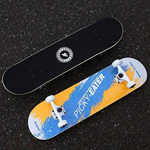  GuanMun Junior Skateboarding Kinder Erwachsene Professionelle Vierradern Skateboard Anfanger Doppel Skateboard Persoenlichkeit Mode Ahorn Skateboard