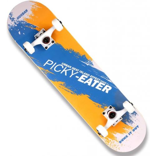  GuanMun Junior Skateboarding Kinder Erwachsene Professionelle Vierradern Skateboard Anfanger Doppel Skateboard Persoenlichkeit Mode Ahorn Skateboard