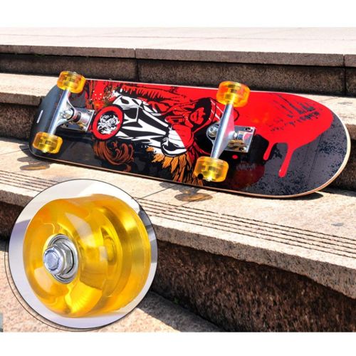  GuanMun Skateboard-Anfaenger-Roller-maennliche und weibliche Erwachsene Kinderbuerstenstrassen-Reise-doppelte Wippe, Berufskateboard vierraediges Klasse-Skateboard (Farbe : C)