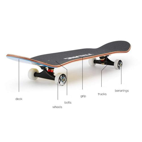  GuanMun Skateboard Professionelle Doppel Skateboard Anfaenger Teen Erwachsene Maennliche und Weibliche Professionelle Allrad Roller (Farbe : D)