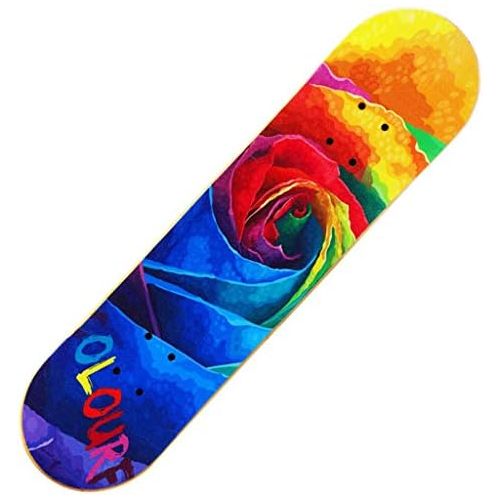  GuanMun Vierrad-Doppel-Rocker-Strassenbuerste Strassenrutsche-Block Erwachsene Kinder und Jugendliche Anfanger Profi-Ahorn-Longboard-Blitzroller (Farbe : A)