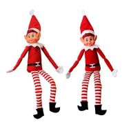 2 x PLUSH ELF ON A SHELF CHRISTMAS HOLIDAY SEASON TREE HOME DECORATION by Guaranteed4Less