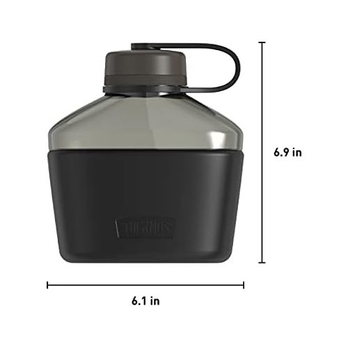 써모스 Guardian Collection by Thermos 32 Ounce Tritan Canteen Bottle with Silicone Sleeve, Smoke