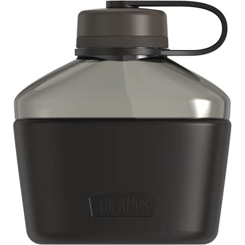 써모스 Guardian Collection by Thermos 32 Ounce Tritan Canteen Bottle with Silicone Sleeve, Smoke