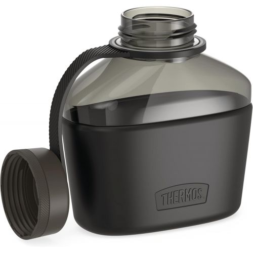 써모스 Guardian Collection by Thermos 32 Ounce Tritan Canteen Bottle with Silicone Sleeve, Smoke