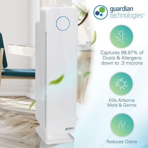  GermGuardian AC5350W Elite 4-in-1 Air Purifier with True HEPA Filter, UV-C Sanitizer, Captures Allergens, Smoke, Odors, Mold, Dust, Germs, Pets, Smokers, 28 Germ Guardian Home Air