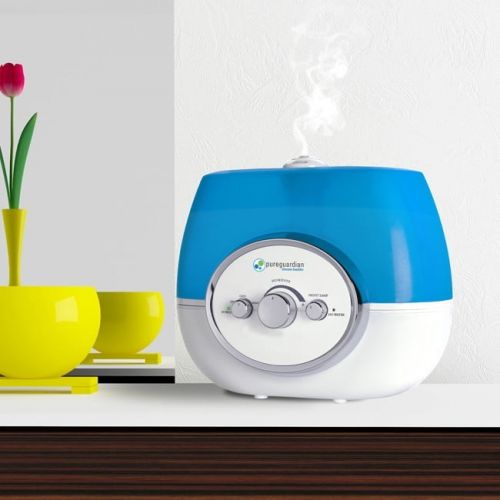  PureGuardian Ultrasonic Warm and Cool Mist Humidifier, Single Room, Home, Desk, Office, Bedroom, Baby, Easy Quiet Operation, Night Light, Auto Shut-Off, Pure Guardian H1510