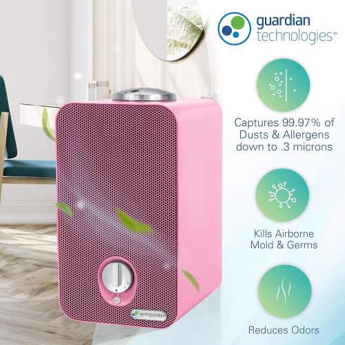  Guardian Technologies Germ Guardian HEPA Filter Air Purifier for Home, Kids Rooms, Night Light Projector, Filters Allergies, Pollen, Smoke, Dust, Pet Dander, UV-C Sanitizer Eliminates Germs, Mold, Odors