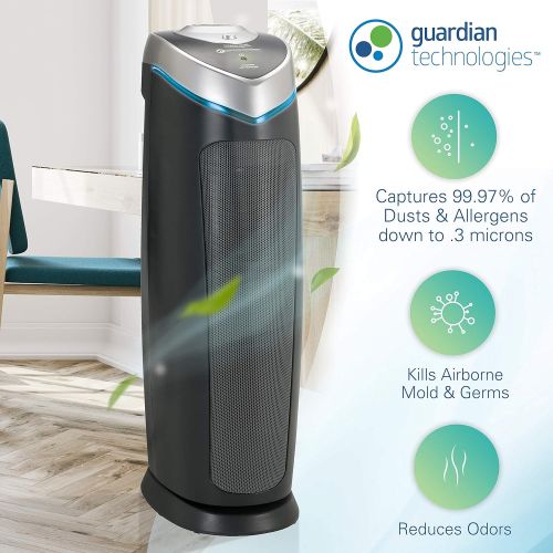  Guardian Technologies Germ Guardian True HEPA Filter Air Purifier for Home, Office, Bedrooms, Filters Allergies, Pollen, Smoke, Dust, Pet Dander, UV-C Sanitizer Eliminates Germs, Mold, Odors, Quiet 22 i