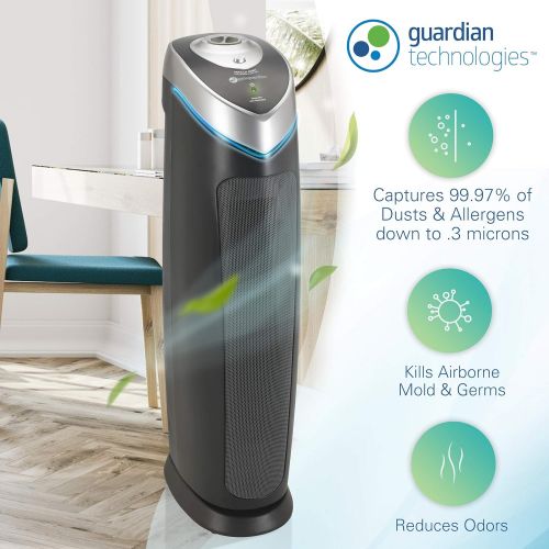  Visit the Guardian Technologies Store Germ Guardian True HEPA Filter Air Purifier with UV Light Sanitizer, Eliminates Germs, Filters Allergies, Pollen, Smoke, Dust, Pet Dander, Mold, Odors, Quiet 28in 4-in-1 Air Purifi