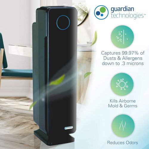  Visit the Guardian Technologies Store Germ Guardian True HEPA Filter Air Purifier with UV Light Sanitizer, Eliminates Germs, Filters Allergies, Pollen, Smoke, Dust, Pet Dander, Mold, Odors, Quiet 28in 4-in-1 Air Purifi