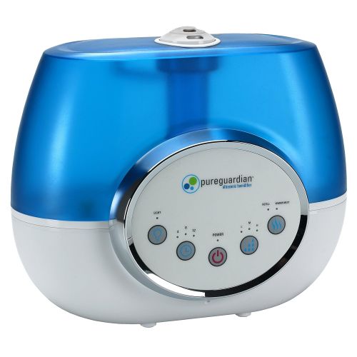  Guardian Technologies PureGuardian H1610 100-Hour Ultrasonic Warm and Cool Mist Humidifier, Digital, 1.5-Gallons