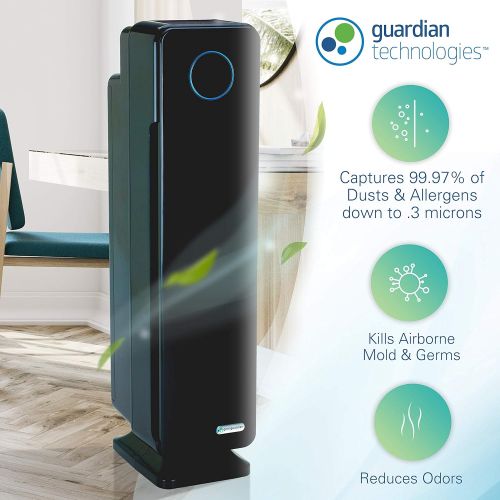  Guardian Technologies GermGuardian AC5350B 28” 4-in-1 Large Room Air Purifier for Home, True HEPA Filter, UVC Sanitizer, Air Cleaner Traps Allergens, Smoke, Odors, Mold, Dust, Germs, Pet Dander, 5 Yr Wa