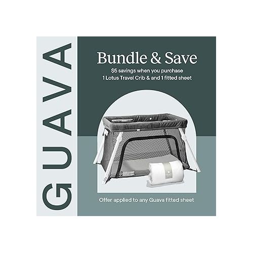  Guava Lotus Travel Crib Bundle with Quilted Sheet & Mattress | Play Yard with Lightweight Backpack Design | Certified Baby Safe Portable Crib | Folding Portable Playpen for Babies & Toddlers