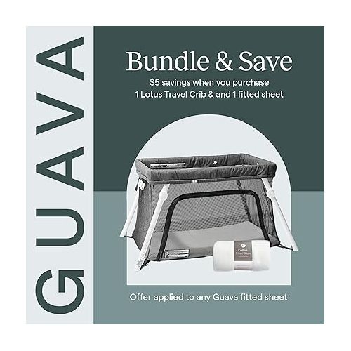  Guava Lotus Travel Crib Bundle with Cotton Sheet & Mattress | Play Yard with Lightweight Backpack Design | Certified Baby Safe Portable Crib | Folding Portable Playpen for Babies & Toddlers