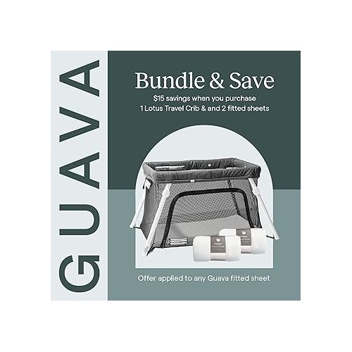  Guava Lotus Travel Crib Bundle with Two Cotton Sheets & Mattress | Play Yard with Lightweight Backpack Design | Certified Baby Safe Portable Crib | Folding Portable Playpen for Babies & Toddlers