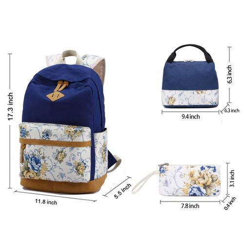  GuaziV School Backpack Teen Girls Bookbag Kids School Bag Set With Lunch Box, Bookbags 3 in 1 (Sky blue)