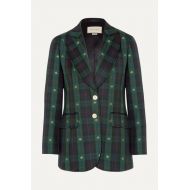 Gucci Embroidered checked wool blazer
